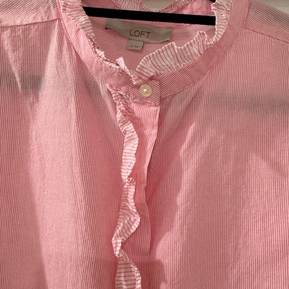 LOFT Pink Ruffle Blouse - Picture 2 of 7